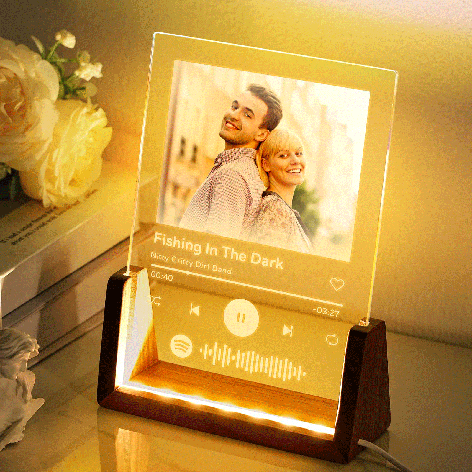 Personalized Photo Acrylic Song Plaque Custom Spotify Music Code Night Light Lamp Anniversary Gift - Image 2