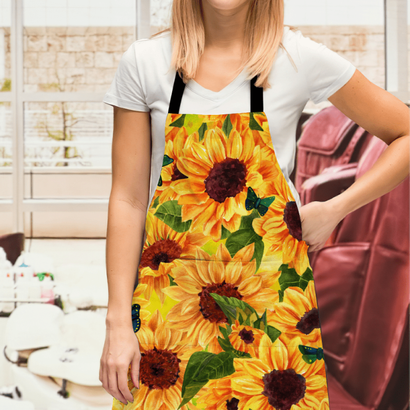 Personalized Photo Arpon Funny Apron Sunflower Family Gifts