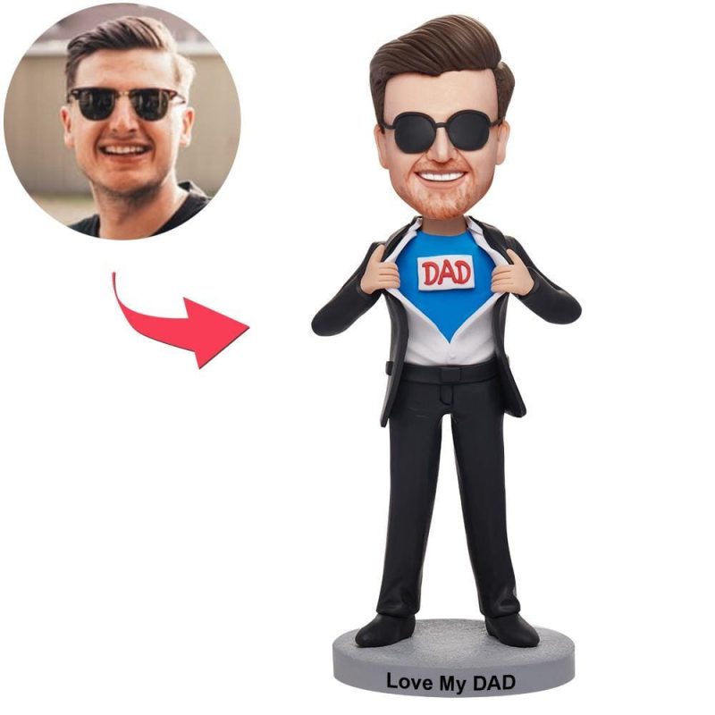 Cool Dad Super Father Custom Bobblehead With Engraved Text