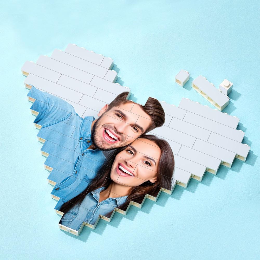 Custom Building Brick Puzzle Personalized Heart Shaped Photo & Special Date Block Gift for Couples - Image 2