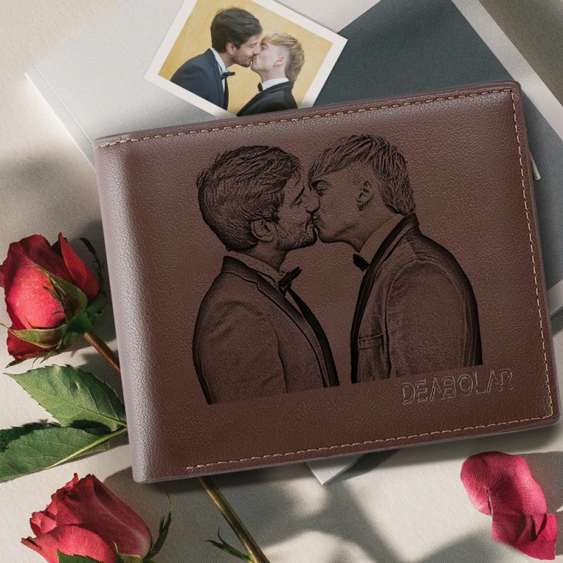 Custom Men’s Photo Wallet Brown Gift For LGBT