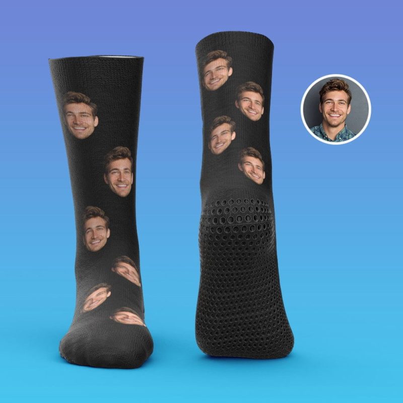Custom Face Gripper Socks Personalized Non-slip Socks Custom Gift for Friends