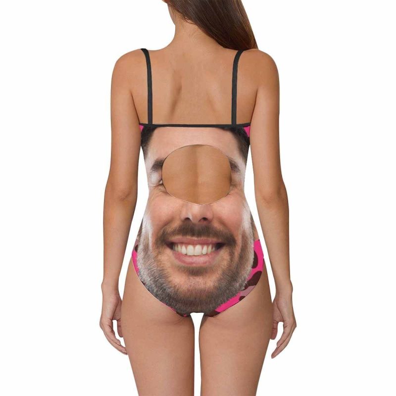 Custom Bathing Suit Husband Face Women Personalized One Piece Swimsuit Photo Swimwear