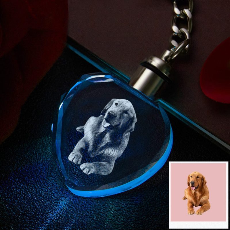 Custom Keychain Crystal Photo Keychain Heart Shape Personalized Gifts for Pet Lovers