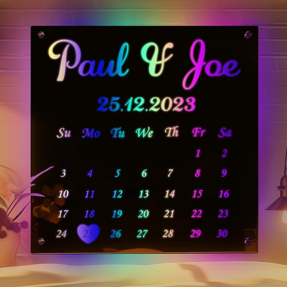 Personalized Mirror Light Custom Date Couple Gift - Image 2