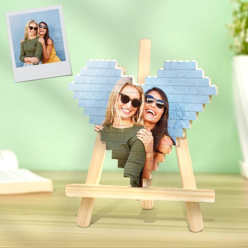 Custom Building Brick Personalised Photo Block Heart Shaped Gifts for Friends