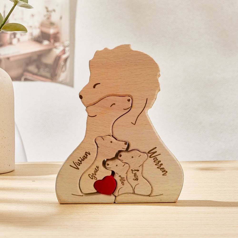 Personalized Lions Puzzle Wooden Puzzle Custom Family Member Names Home Decor Gifts