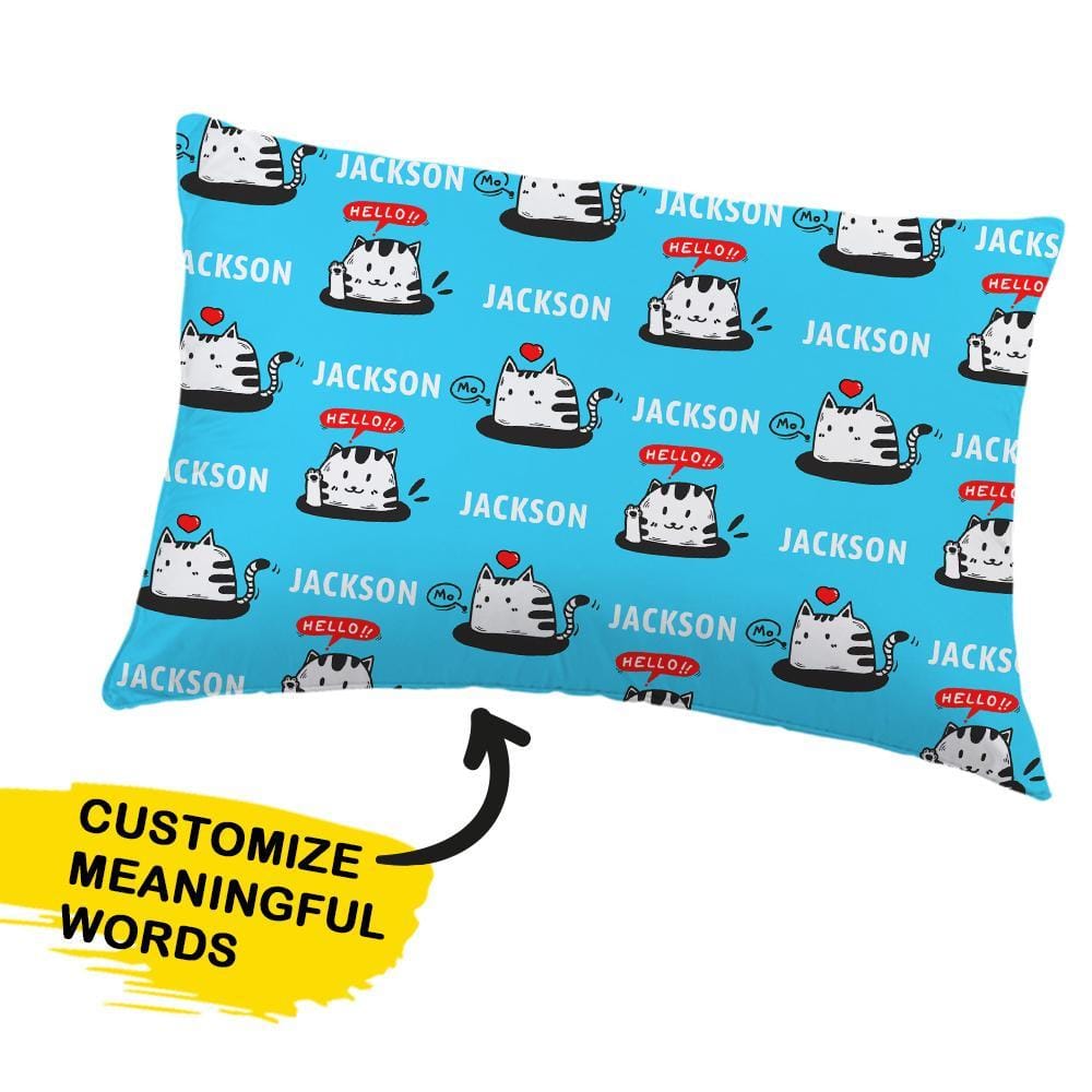 Personalized Pillow Case Bedding Set Gift For Children - Light Blue