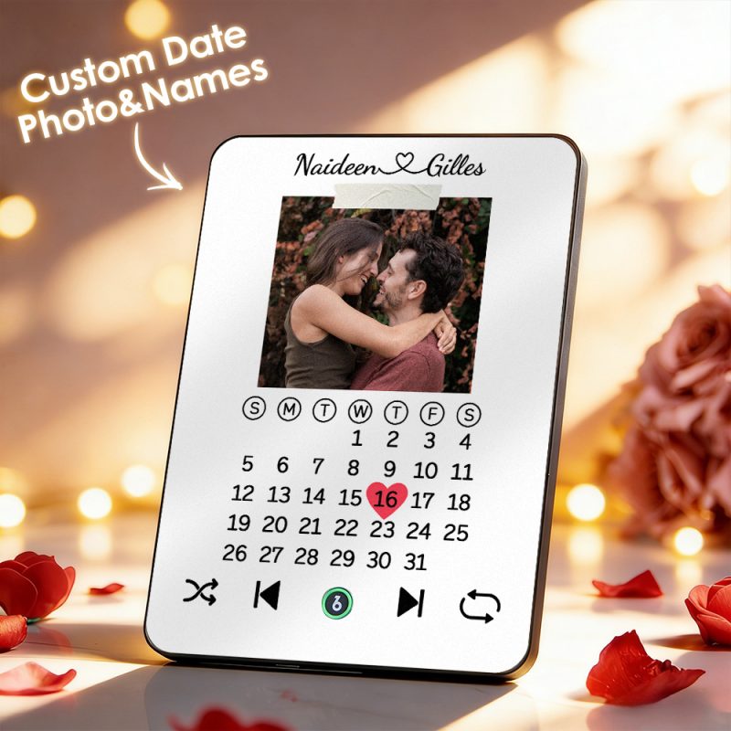 Anniversary Gift Personalized – Music Plaque with Player – Custom Acrylic Frame for Couples – Add Your Photo & Wedding Song