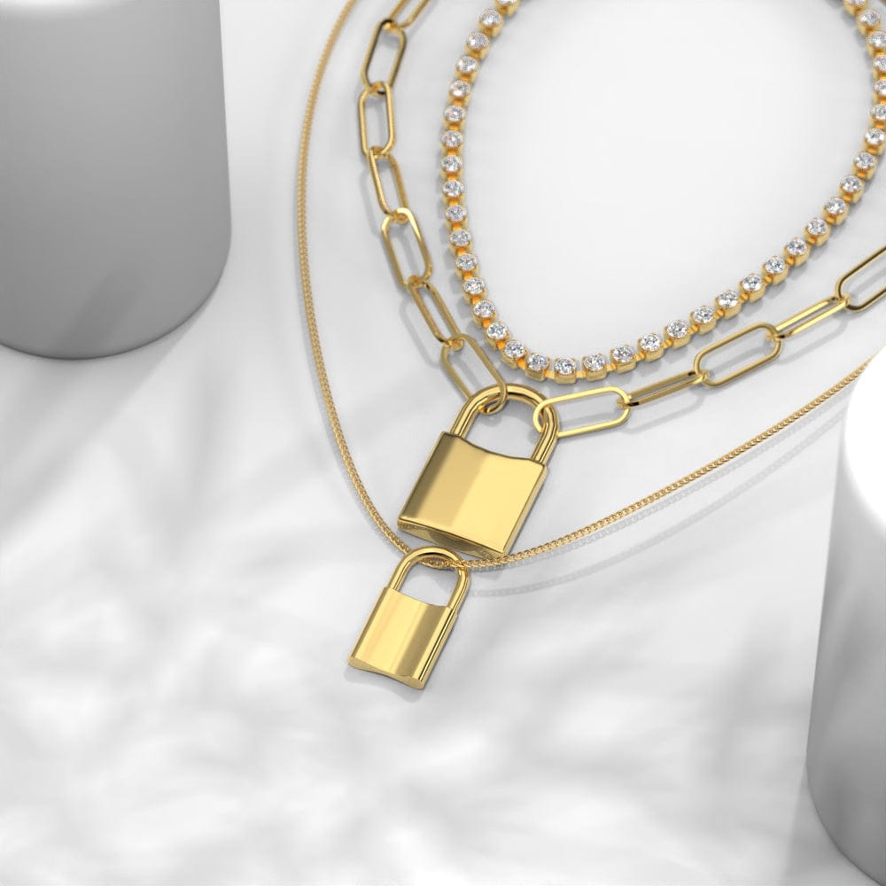 Lock Necklace Retro Chain Multilayer Gold Lock Pendant Necklace Gifts - Image 2
