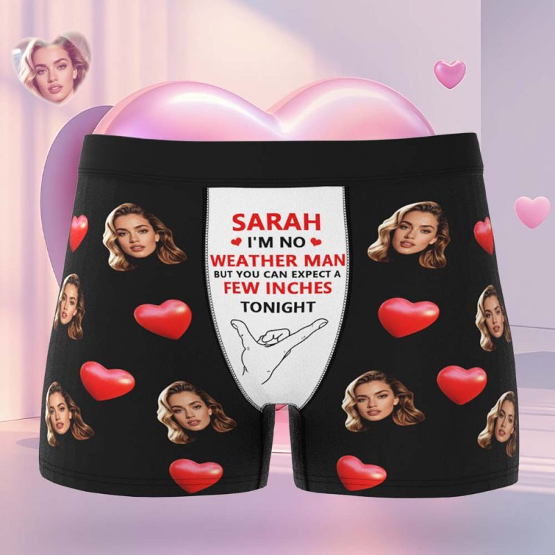 Custom Men’s Boxers Personalized Face amd Name Boxers Briefs-You Can Expect A Few Inches Tonight
