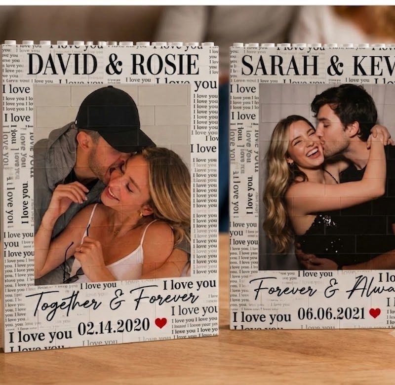 Love You To Pieces Custom Photo Anniversary Gifts For Him, Her – Personalized Building Blocks