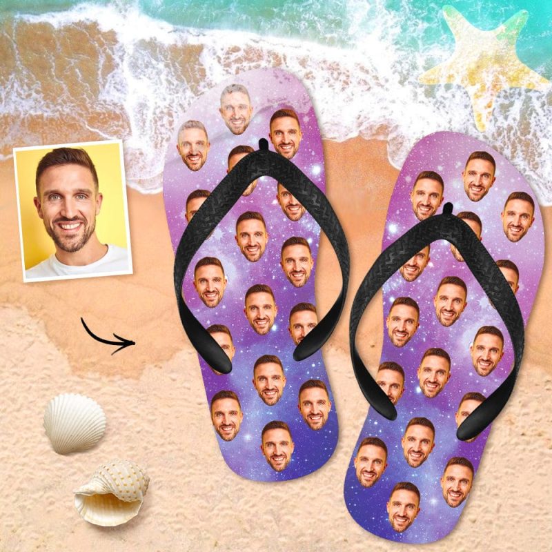 Photo Flip Flops Personalized Tie Dye Flip Flops Summer Beach Slide Sandals