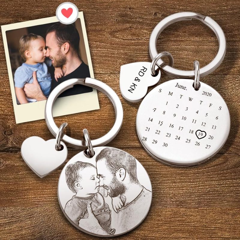 Personalized Calendar Keychain Significant Date Marker Anniversary Gifts for Dad