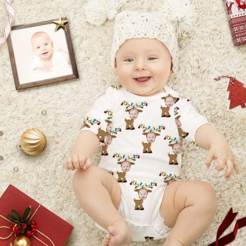Custom Baby’s First Christmas Outfit Elk Pattern Funny Infant christmas gifts