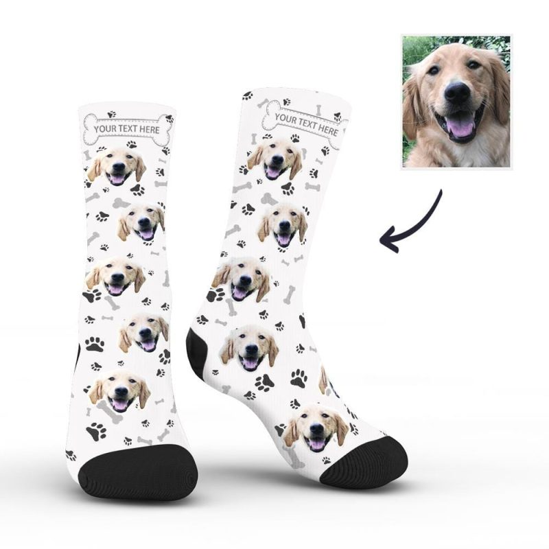 Custom Rainbow Socks Dog With Your Text – White