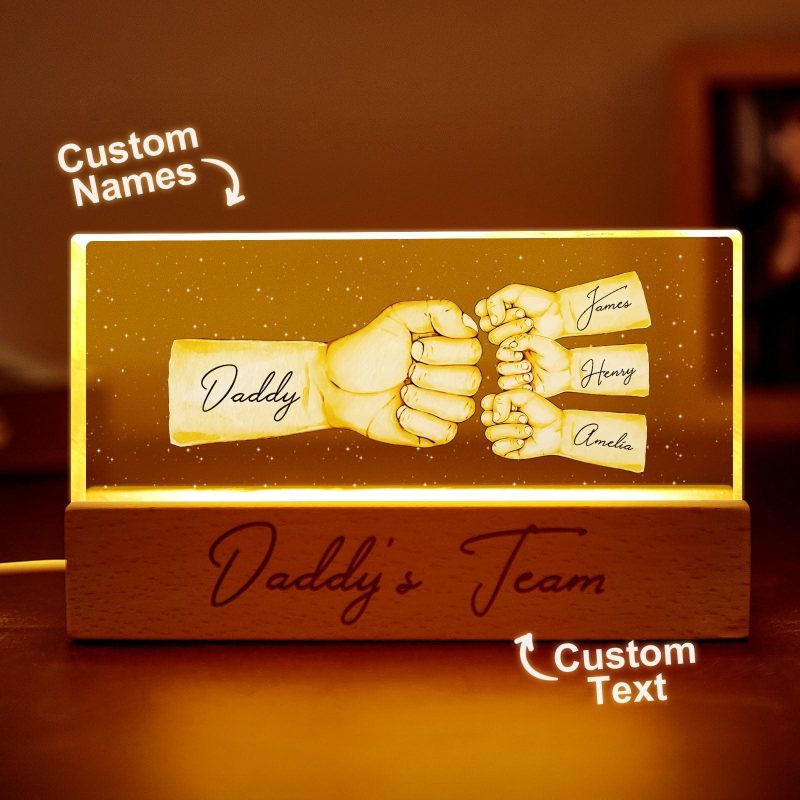 Custom Names Fist Bump LED Night Light for Dad – A Warm Glow of Love for Father’s Day