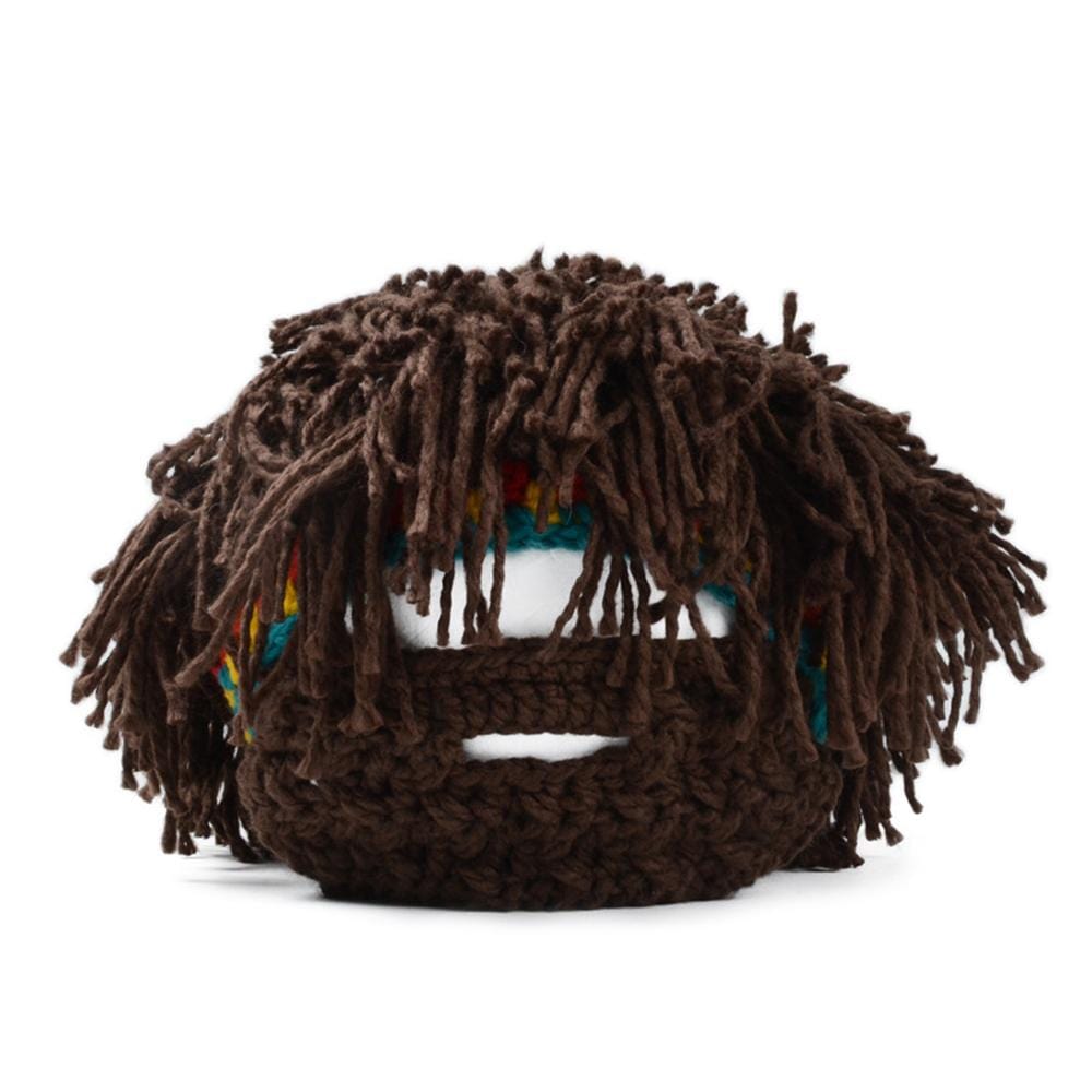Funny Knitted Beanie Hat Mask Winter Hat With Beard Halloween Gift For Him - Image 2