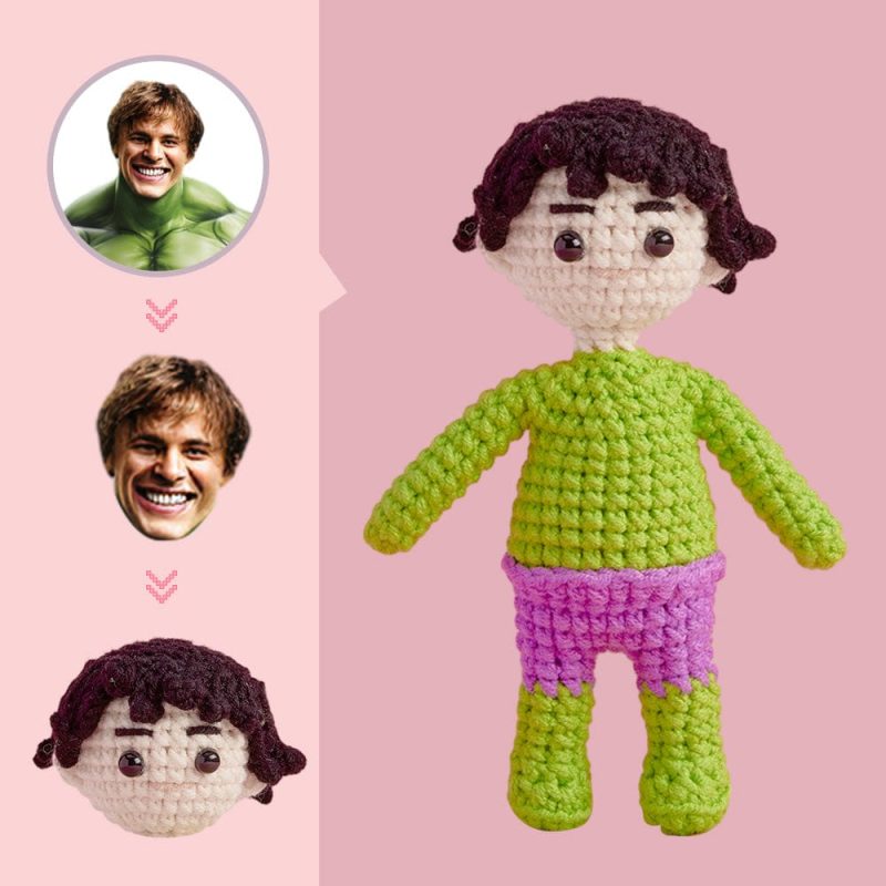 Custom Face Crochet Doll Personalized  Handwoven Mini Dolls Gifts – Hulk