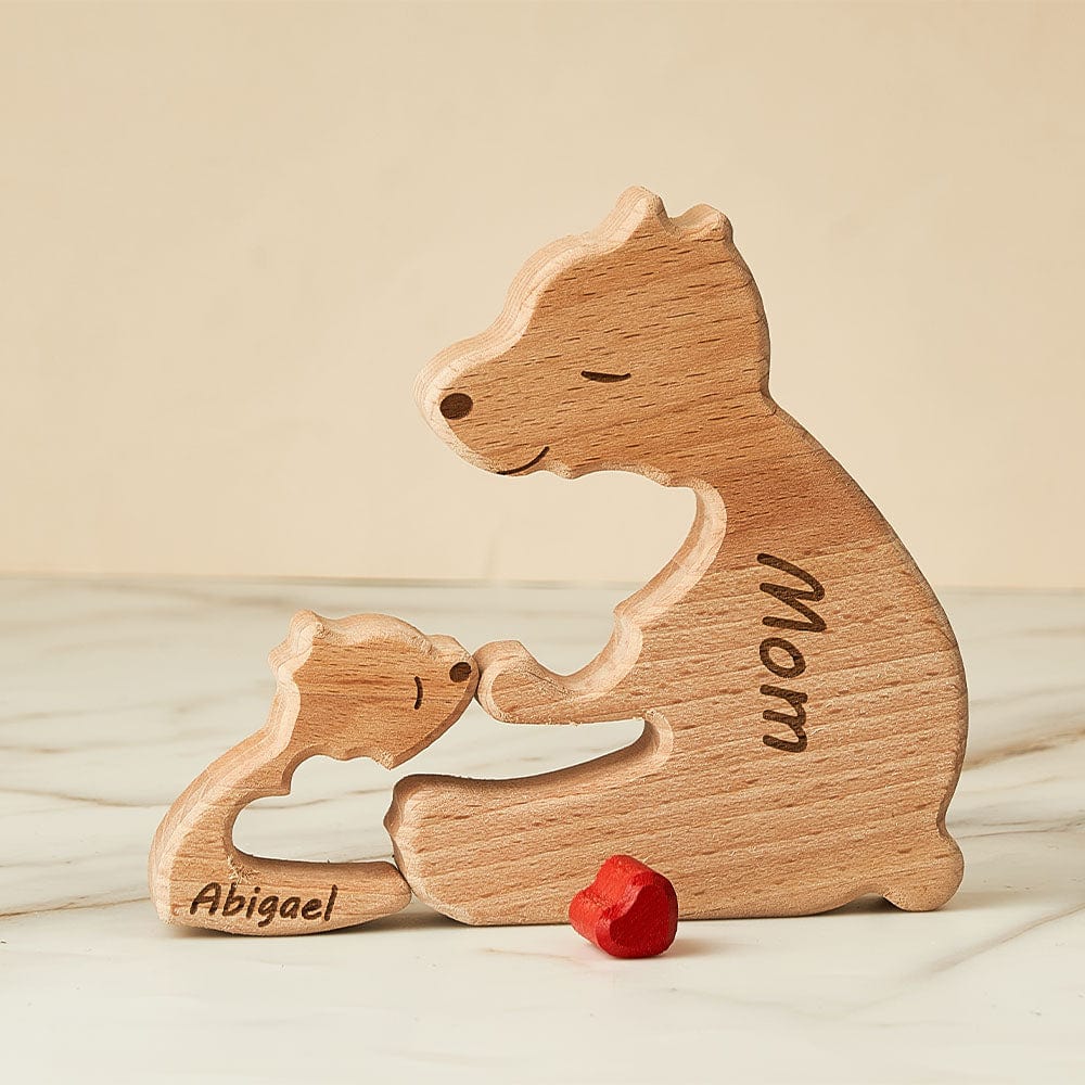 Custom Names Wooden Single Parent Bears Family Block Puzzle Home Decor Gifts - Image 2
