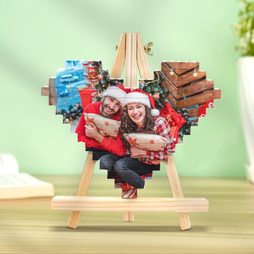 Personalized Building Brick Custom Photo Block Heart Shaped - Image 2