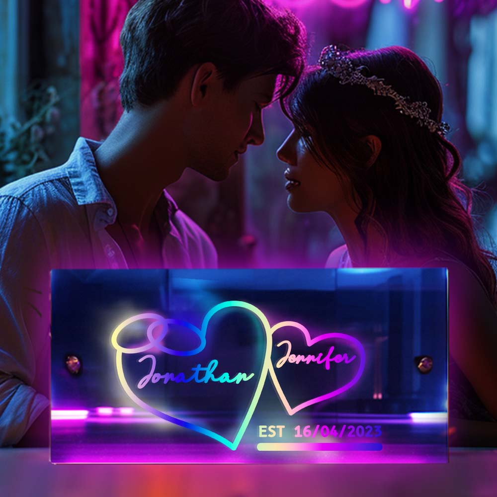 Personalized Name Mirror Heart Special Dates LED illuminated Light-Up Wall Decorations Valentine's Day Gifts For Couple - Image 2