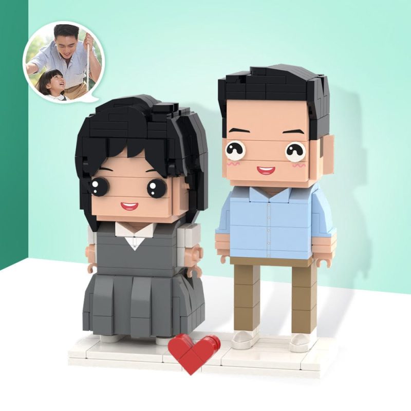 Custom Father’s Day Brick Figures Customizable Fully Body 2 People Custom Brick Figures