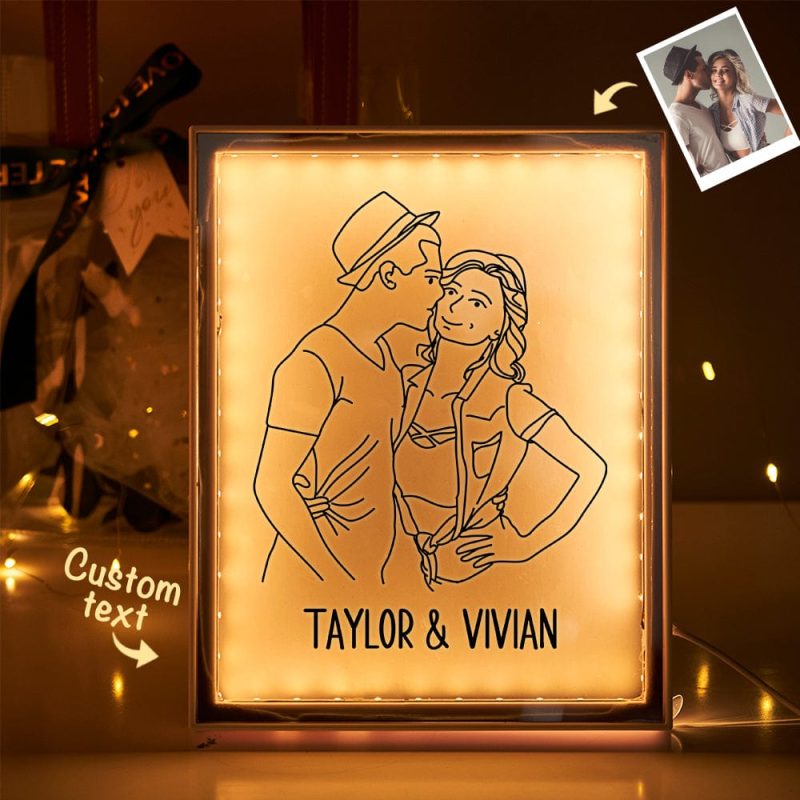 Custom Gift Portrait Night Light Photo Night Light Mirror Light Anniversary Gifts for Her