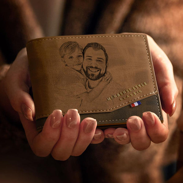 Custom Photo Wallet Personalized Engraved Wallet Short Men’s Gifts