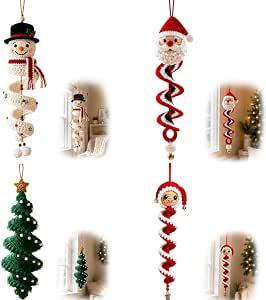 Christmas Spiral Crochet Ornament Diy Kit With Instructions Handmade Hanging Ornament Set Snowman Santa Christmas Tree Doll Styles 9