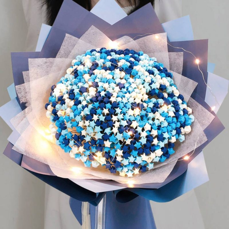 DIY Lucky Paper Stars Bouquet Set Valentine’s Day Gifts for Lovers