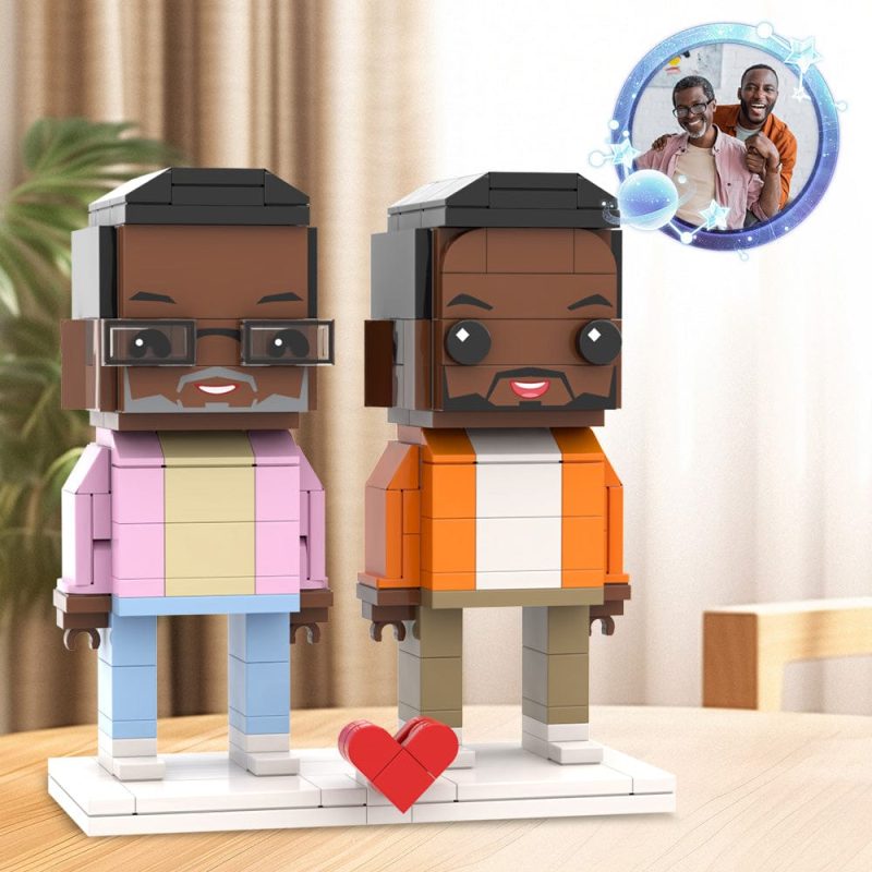 Personalized Fully Body Customizable Father’s Day Custom Brick Figures For Dad 2 People Gifts For Daddy On Father’s Day