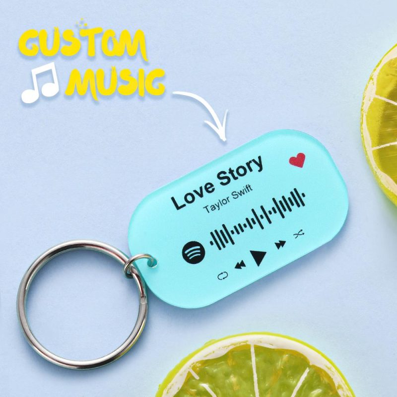 Personalized Music Keychain Spotify Keychain Code Gifts for Boyfriend Blue