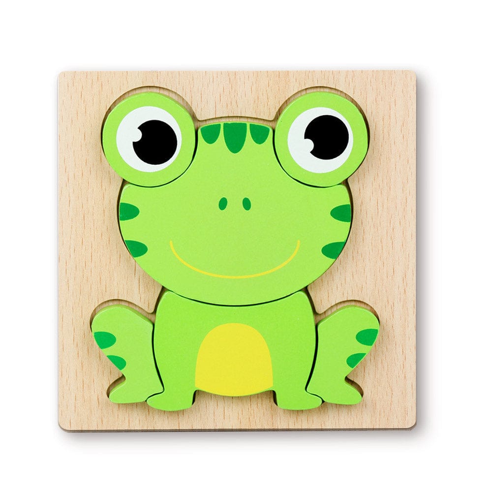 Wooden 3D Jigsaw Puzzle Frog Shape Puzzles Educational Learning Montessori Toys for Toddlers - Image 2