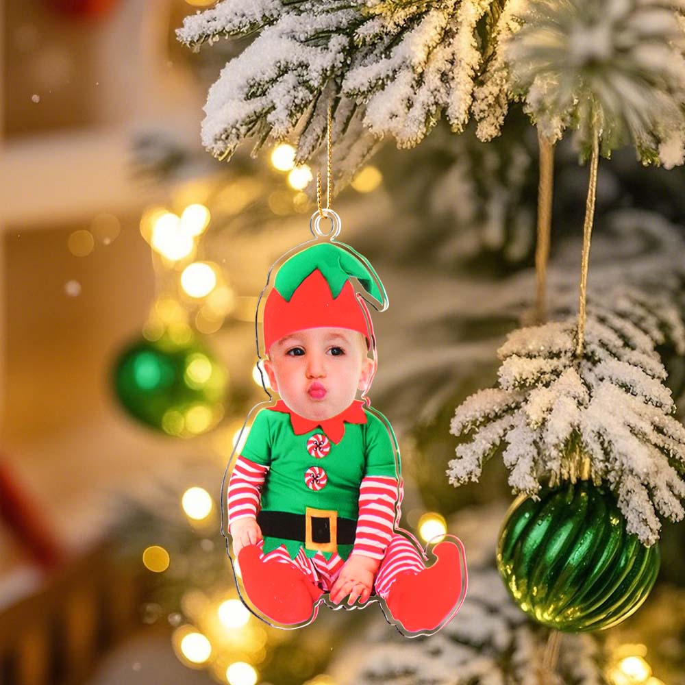 Personalized Photo Christmas Ornaments Acrylic Custom Baby Face Christmas Tree Ornaments Xmas Decoration Hanging Pendant GiftsUS - Image 2