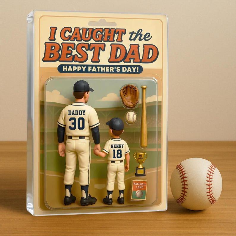 We Caught the Best Dad Baseball Custom Figure Personalized Acrylic Block Plaque, Personalized Father’s Day Gift for Dad, Gifts for HusbandUS