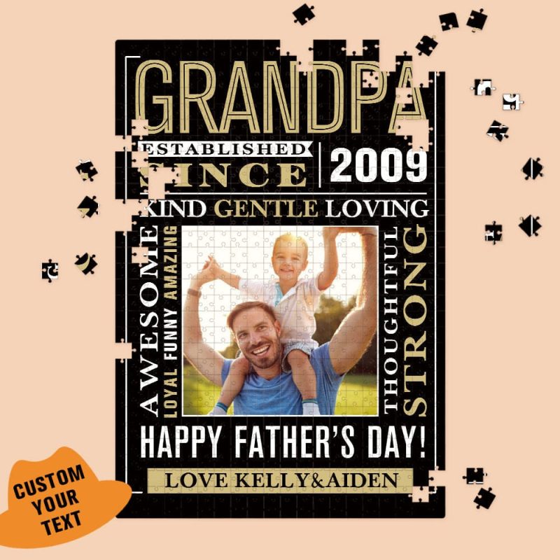 Father’s Day Puzzle Photo Puzzle Custom Jigsaw Puzzle Personalized Father’s Day Gifts for Grandpa