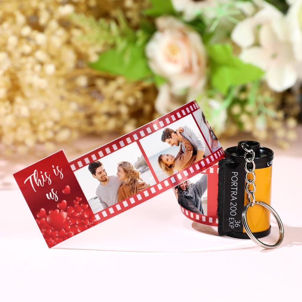 Custom Photo Film Roll Keychain This Is Us Theme Love Heart Camera Keychain Valentine's Day Gift - Image 2