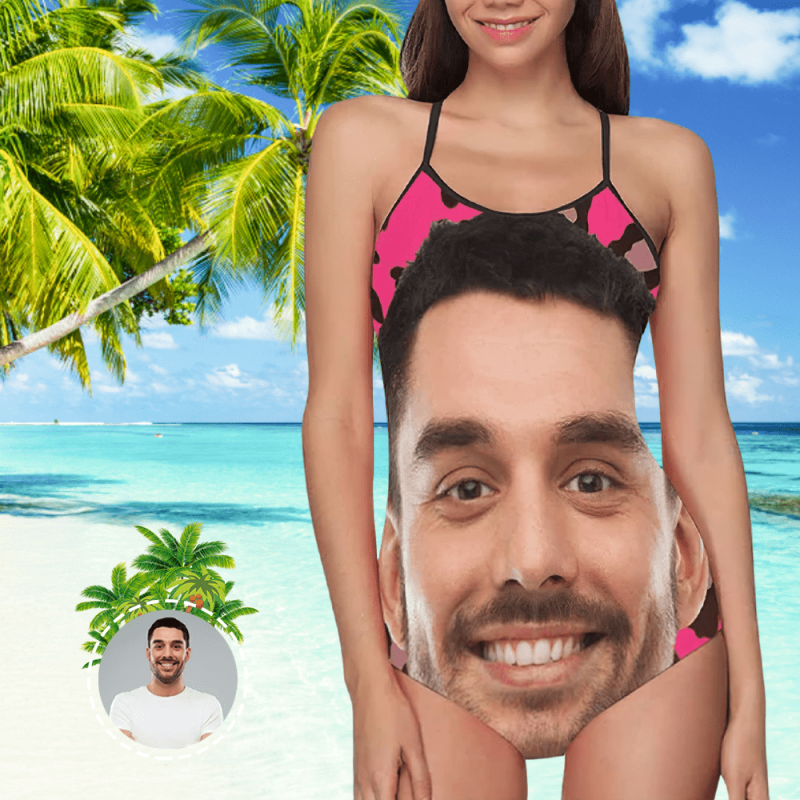 Custom Bathing Suit Husband Face Women Personalized One Piece Swimsuit Photo Swimwear