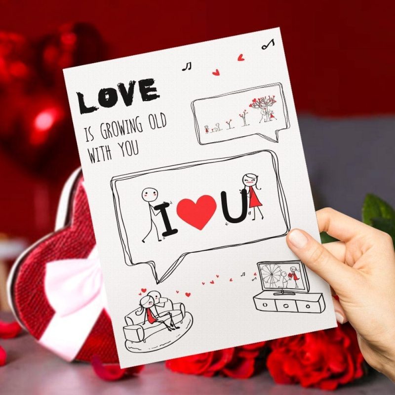 Custom Greeting Card Boy Meet Girl Card Comic Greeting Card For Couples