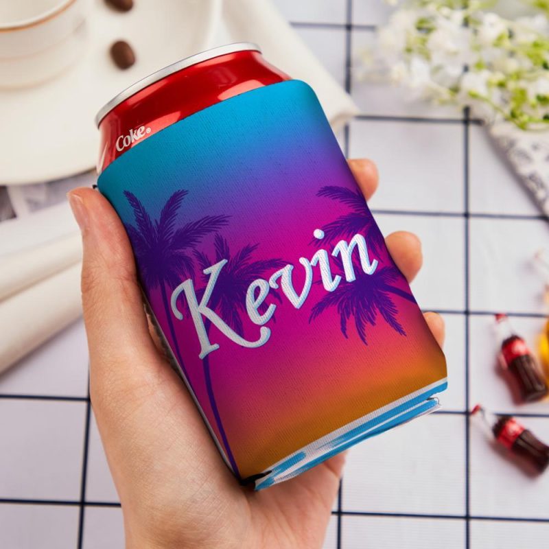 Insulated Beer Can Holder With Name Custom Koozie Gifts for Him Gradient