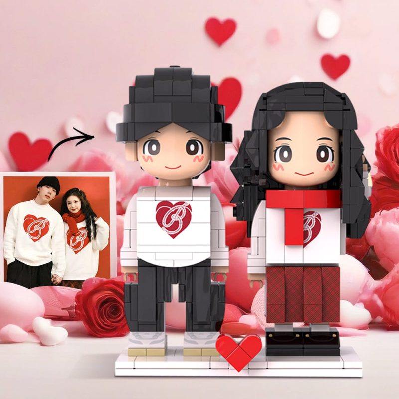Personalized Two Duddu Brick Figures Customized Photo Duddu Brick Figuress Handmade Diy Birthday and Valentine’s Day Gifts for Her