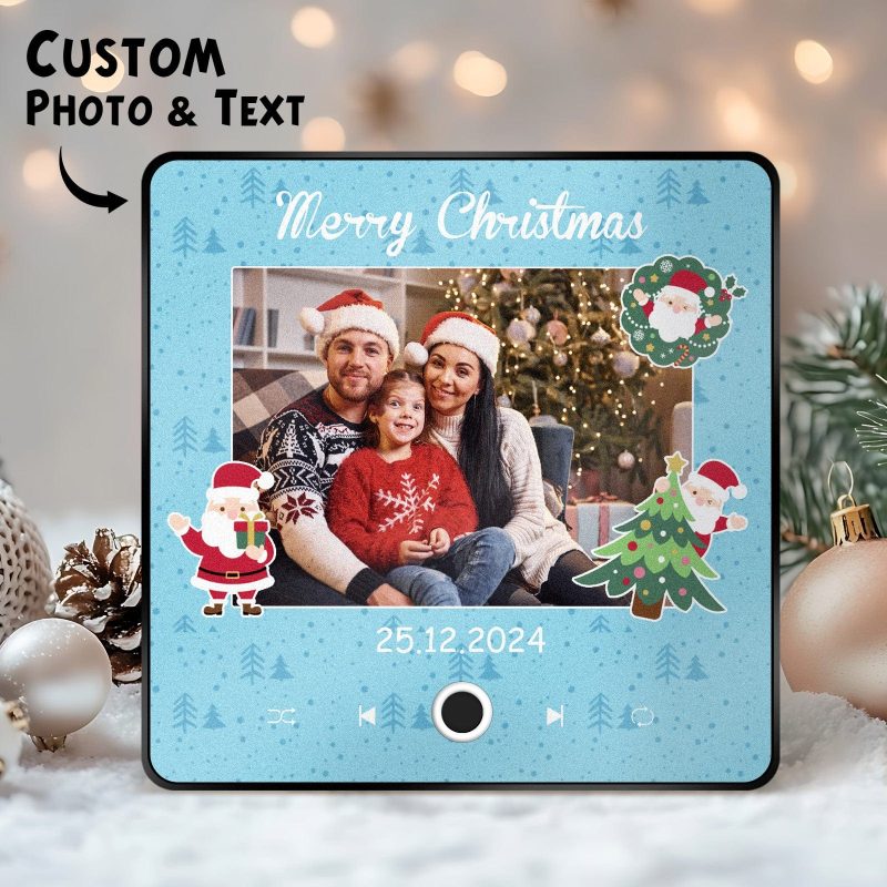 Customized Music Fridge Magnet Personalized Santa Claus Fridge Magnet With Photo for Creative Christmas Gift