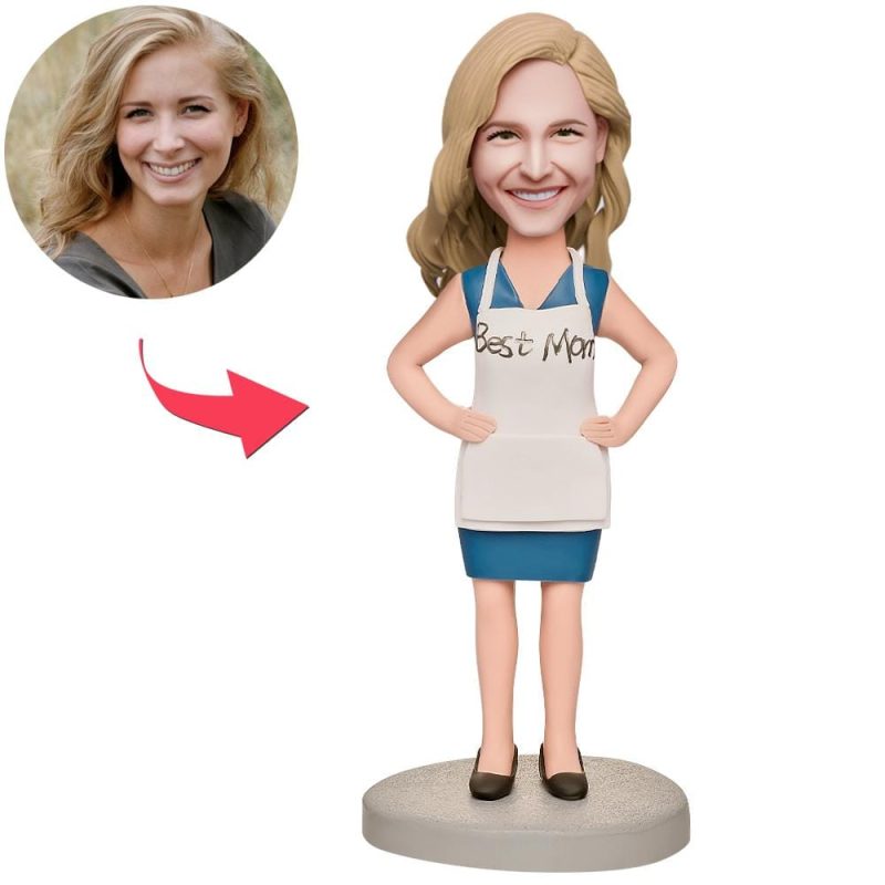 Mother’s Day Custom Bobblehead with Engraved Text Mom in Apron Gifts for Mother