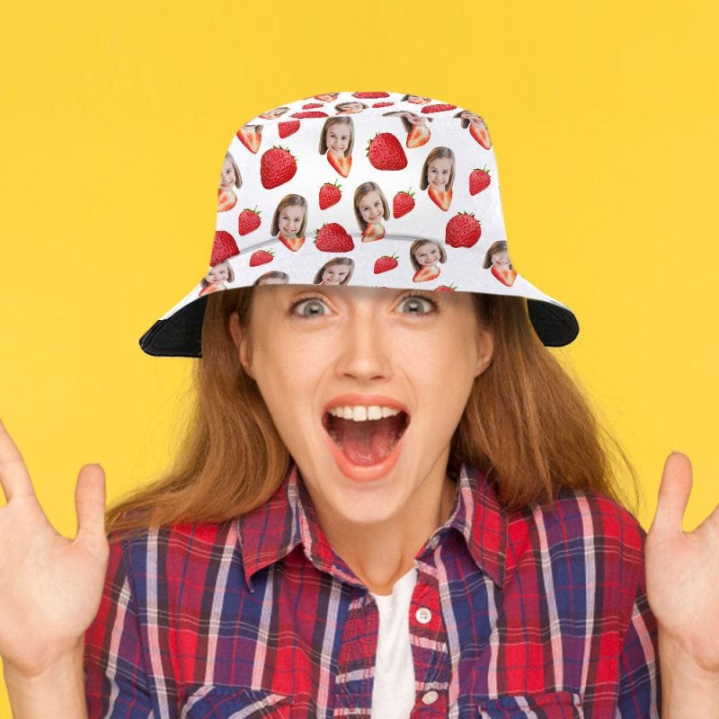 Custom Bucket Hat Strawberry Bucket Hat Fisherman Hat Gifts