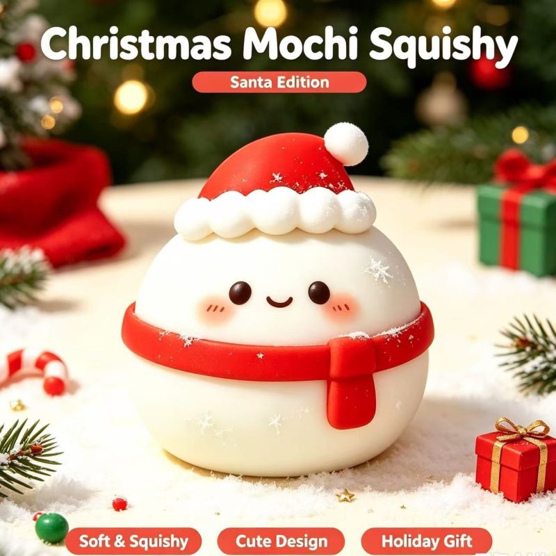 Christmas Mochi Squishy Toys Gift Box Set Cute Soft Squeeze Fidget Toys Snowman Reindeer Kawaii Stress Relief Squishies Holiday Stocking Stuffer Gift For Kids Teens 3