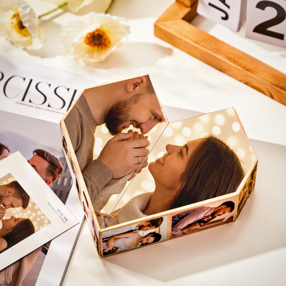 Picture Cube Custom Photo Rubic's Cube Wooden Cube Heart Shape Multiphoto Cube Gifts for Her - Image 2