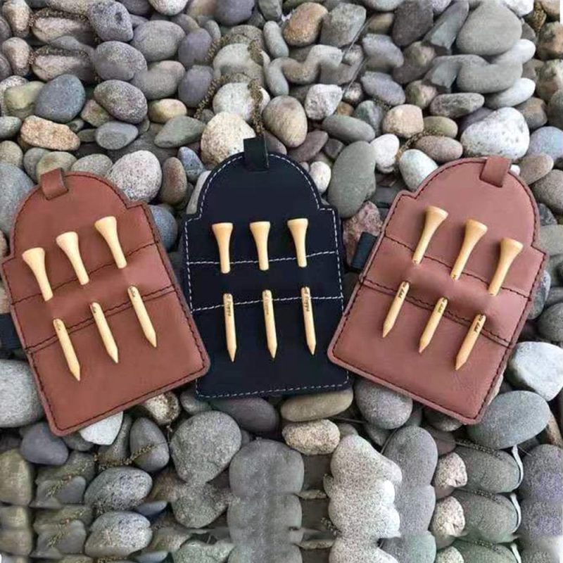 Golf Tee Holder Bag Leather Golf Tee Holder Storage Bag Gift for Golfer