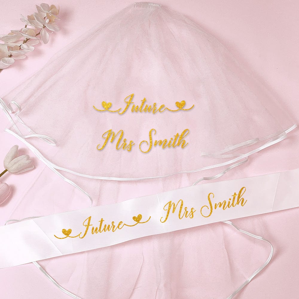 Personalized Bride Veil Sash Set Bride to be Veil Hen Party Accessories