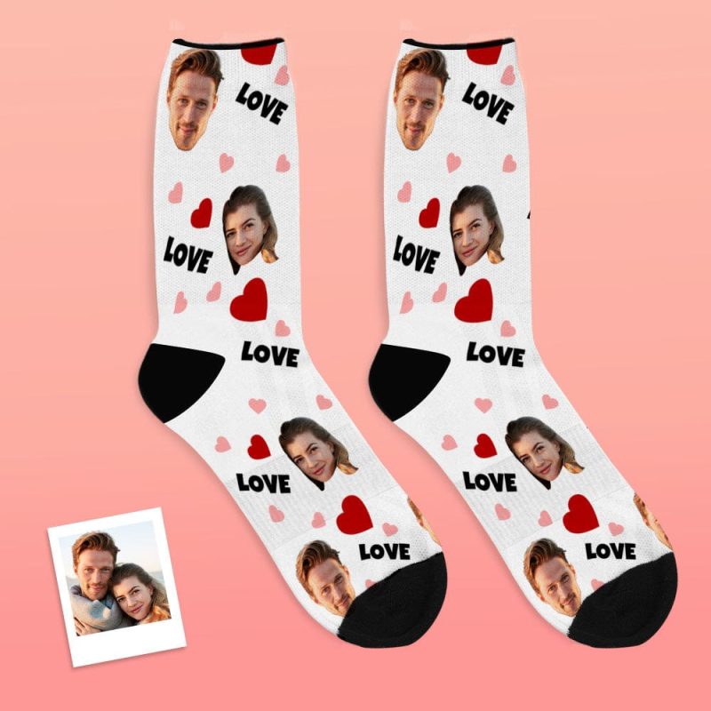 Custom Socks with Faces Gifts for Couple Love – White